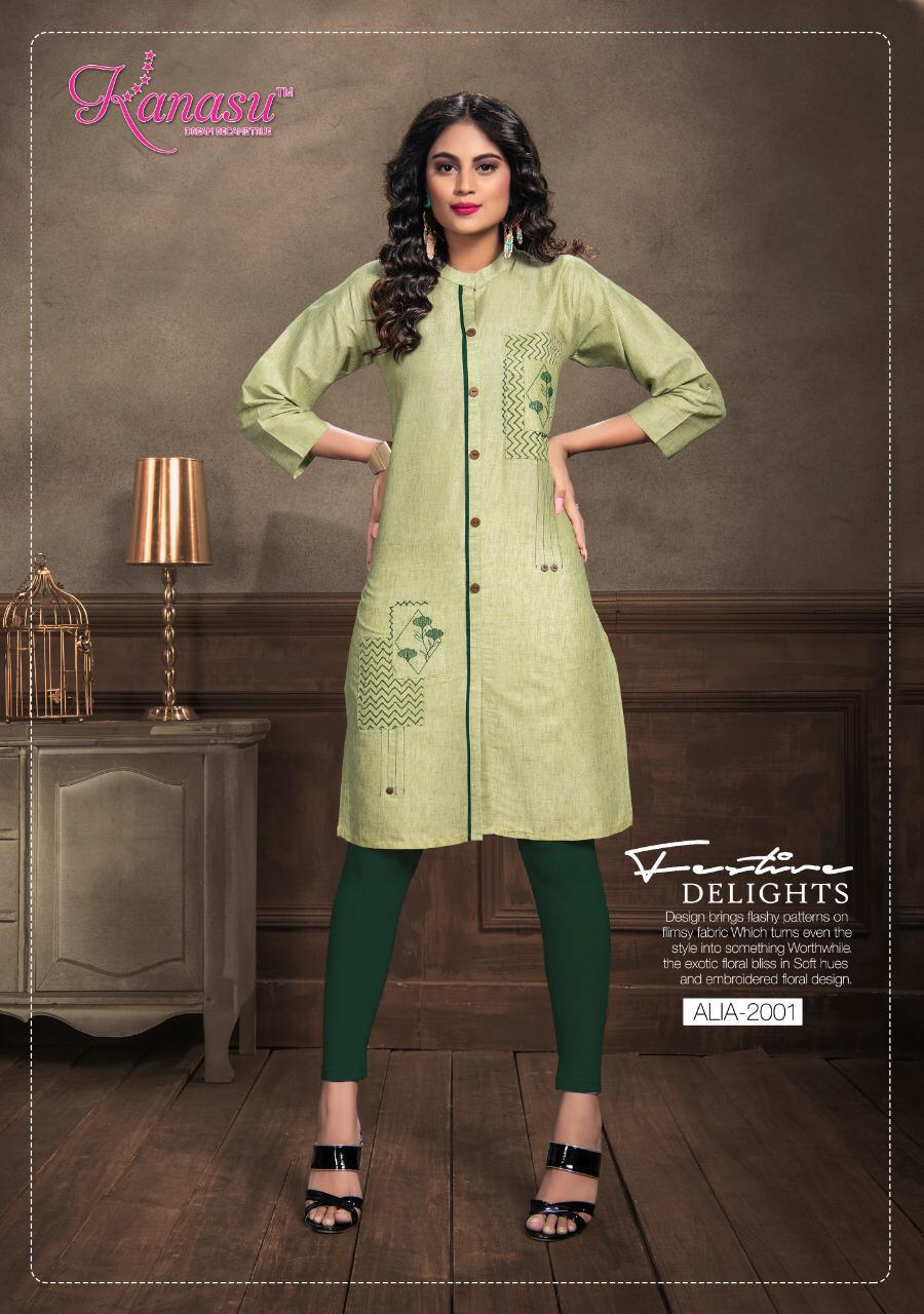 Kanasu Aliia Designer Straight Cut Short Kurti Collection at Wholesale Price